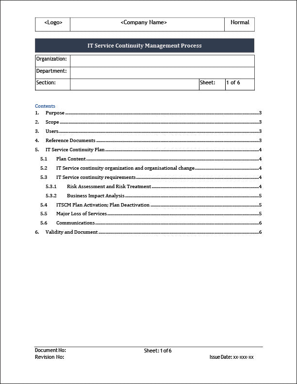 ISO 20000 Documentation Toolkit