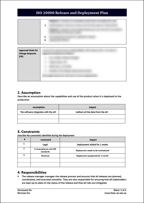 ISO 20000 Release and Deployment Plan Template