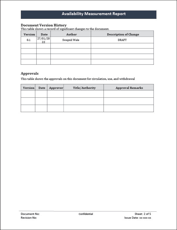 ISO 20000 Availability Measurement Report Template