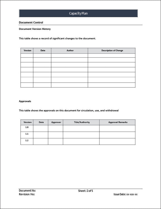 ISO 20000 Capacity Plan Template