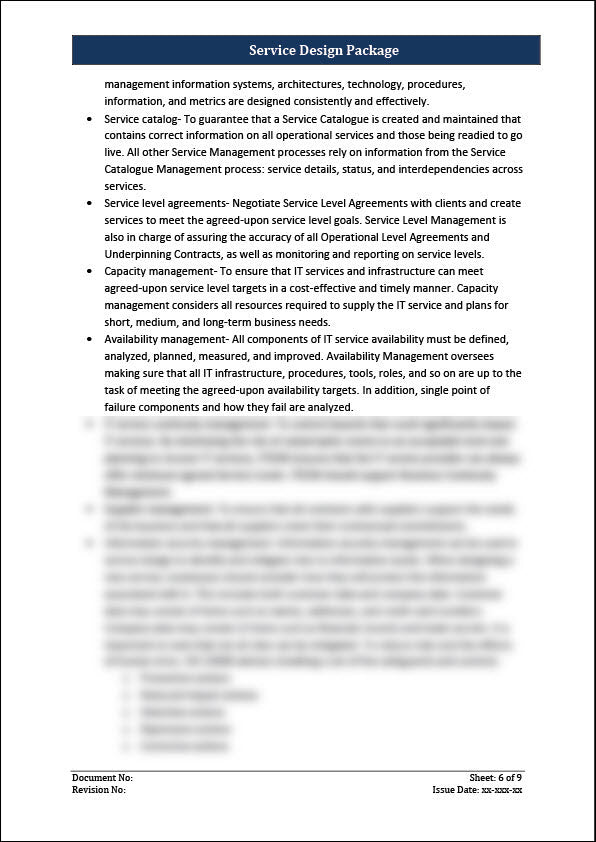 ISO 20000 Service Design Package Template – IT Governance Framework