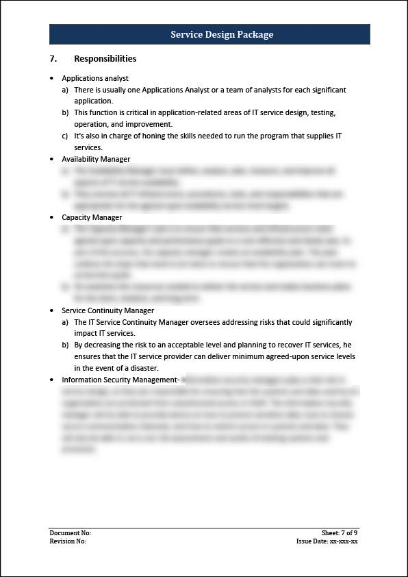 ISO 20000 Service Design Package Template – IT Governance Framework