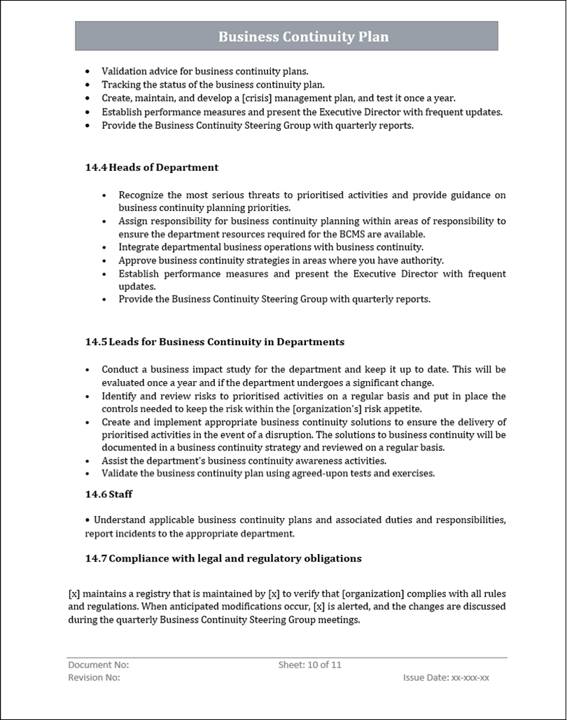ISMS Business Continuity Plan