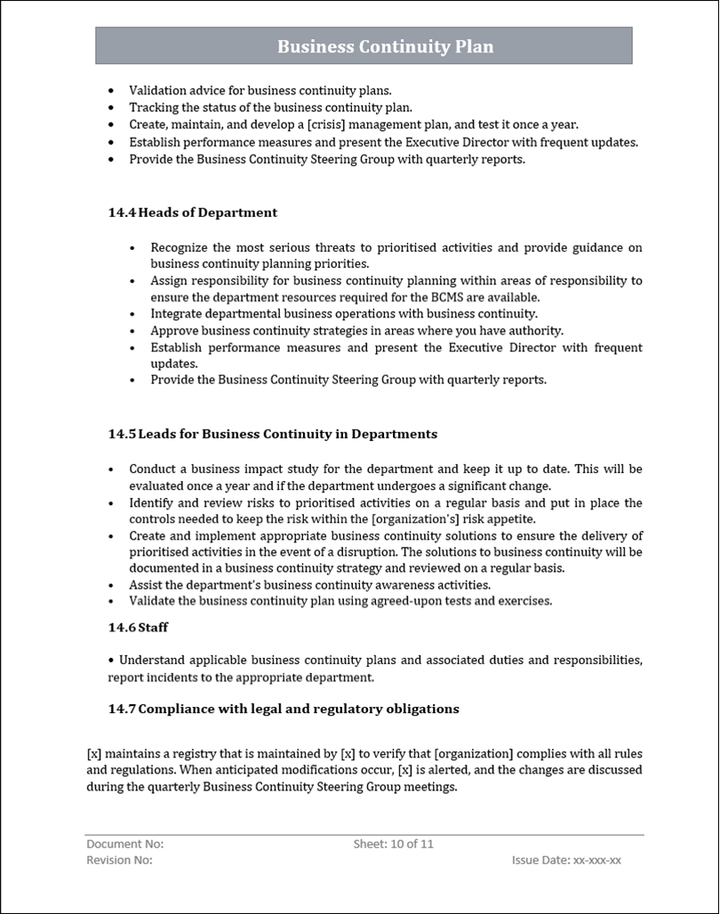 ISMS Business Continuity Plan
