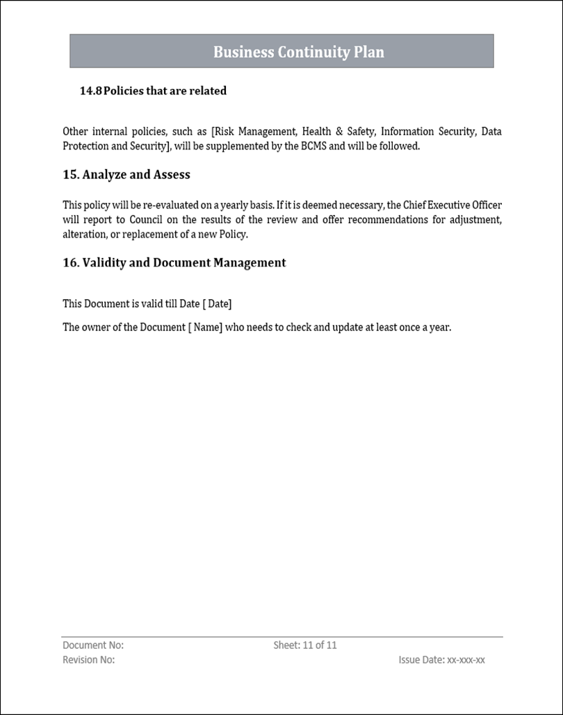ISMS Business Continuity Plan