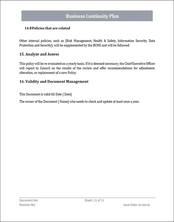 ISMS Business Continuity Plan