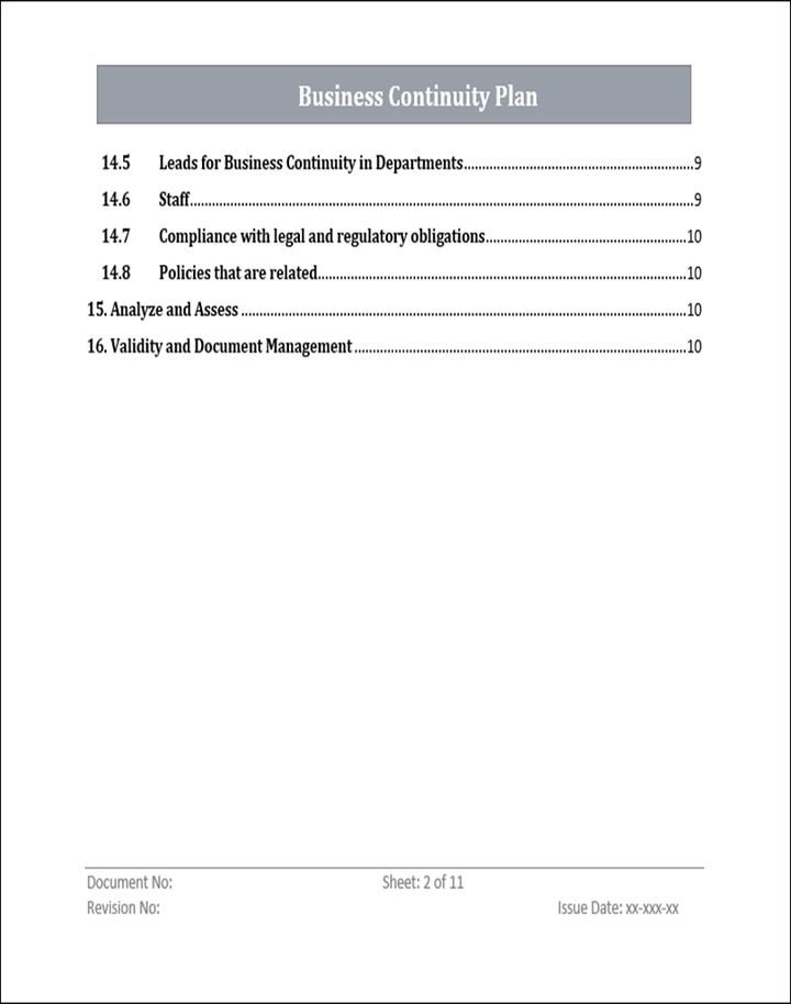 ISMS Business Continuity Plan