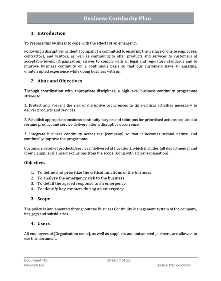 ISMS Business Continuity Plan