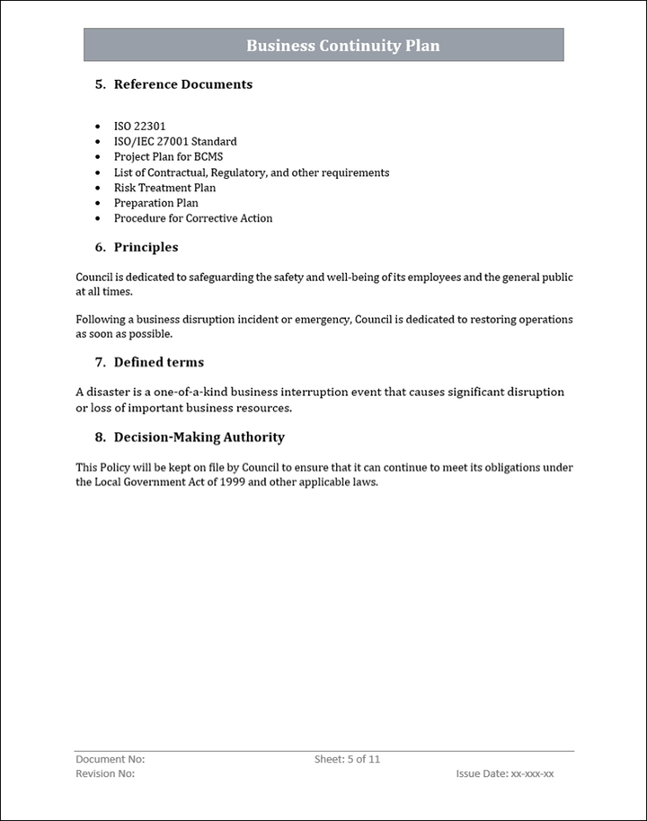ISMS Business Continuity Plan