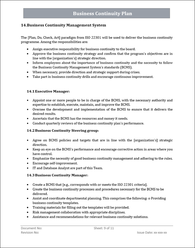 ISMS Business Continuity Plan