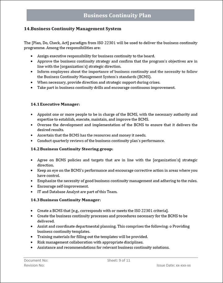 ISMS Business Continuity Plan