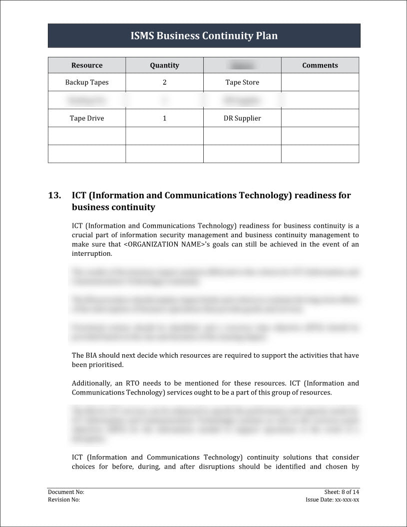 business continuity management iso 27001