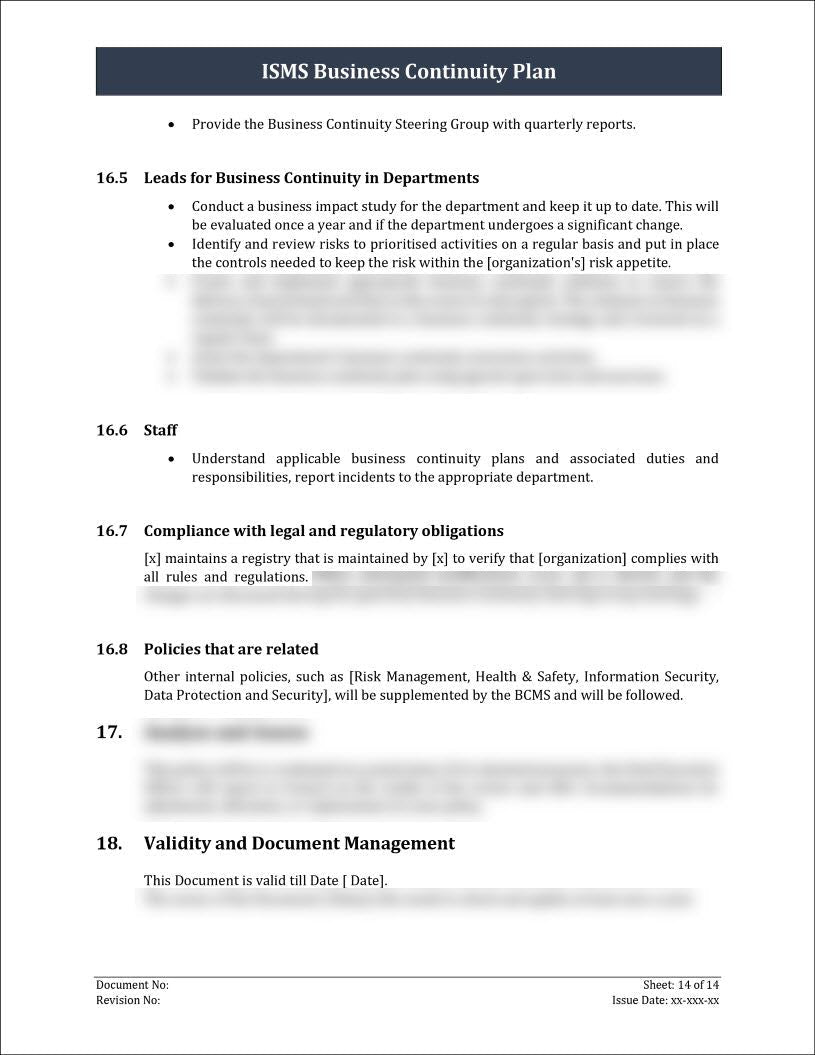 business continuity management iso 27001