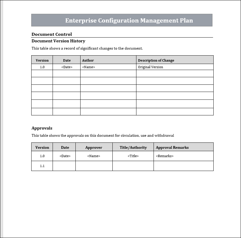 Enterprise Configuration management plan 