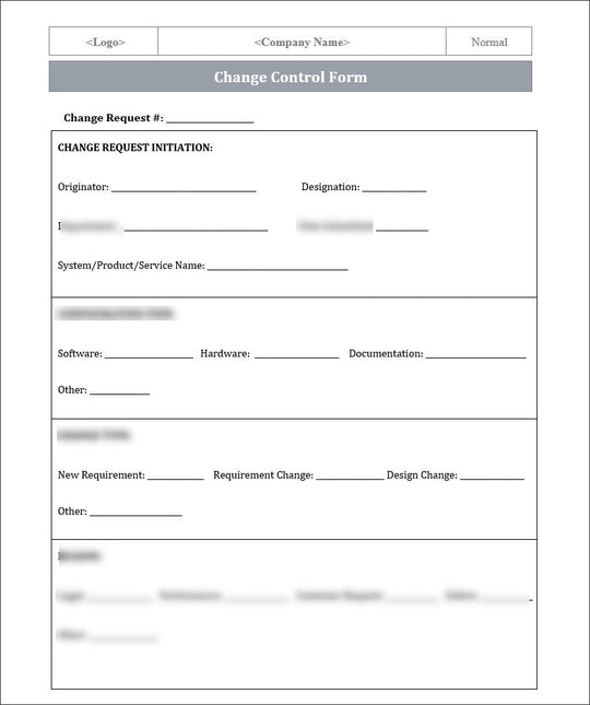 ISO 9001 Change Control Form Template – IT Governance Framework