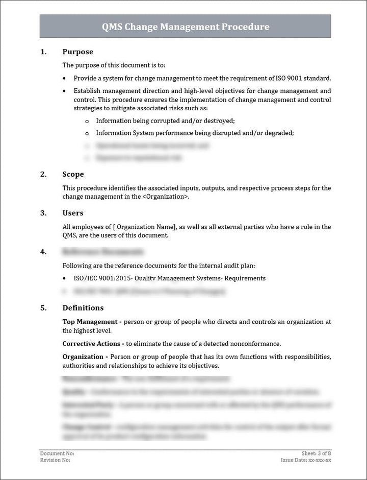 ISO 9001 QMS Change Management Procedure
