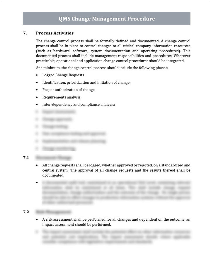 ISO 9001 QMS Change Management Procedure