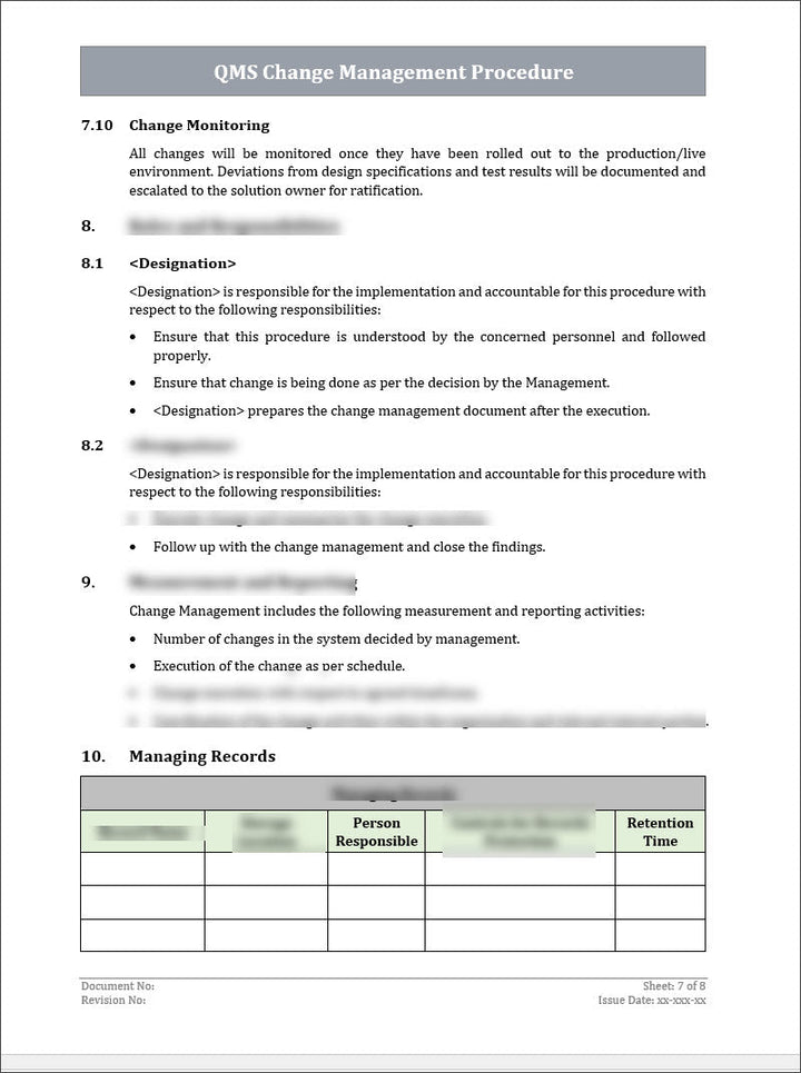 ISO 9001 QMS Change Management Procedure