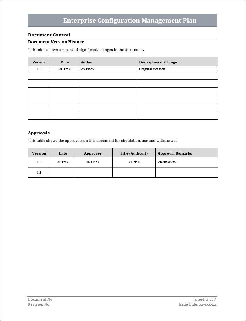 Enterprise Configuration management plan