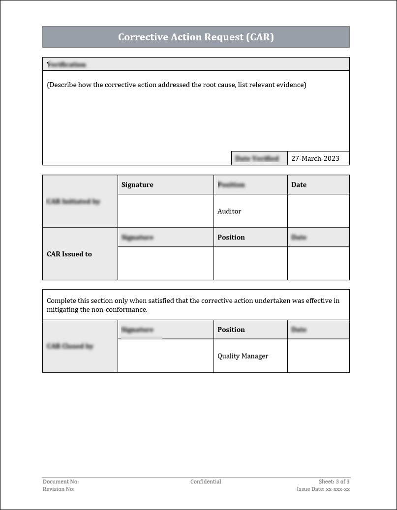 ISO 9001:QMS Corrective Action Request Template – IT Governance Docs