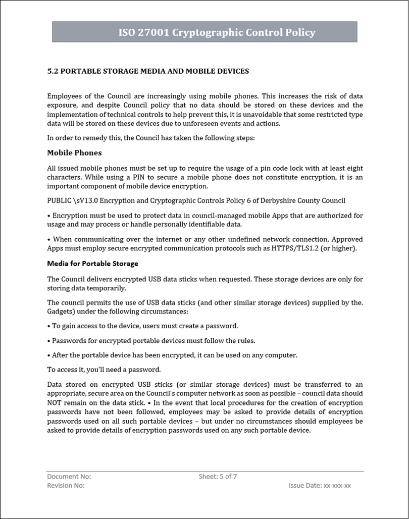 ISMS 27001 Cryptographic Control Policy
