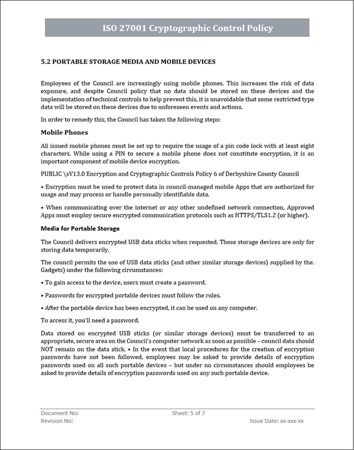 ISMS 27001 Cryptographic Control Policy