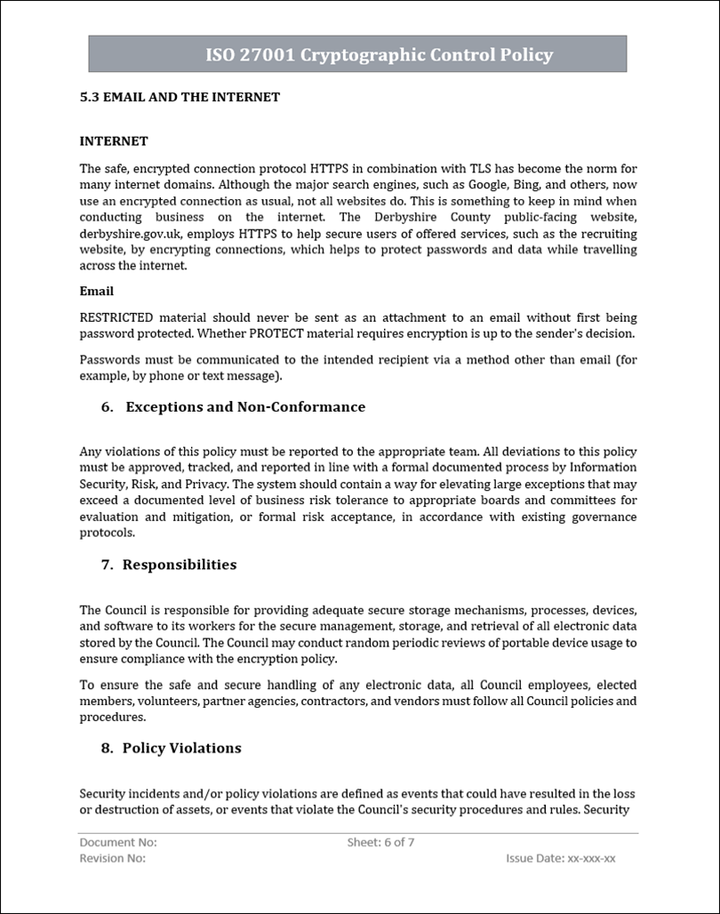 ISMS 27001 Cryptographic Control Policy
