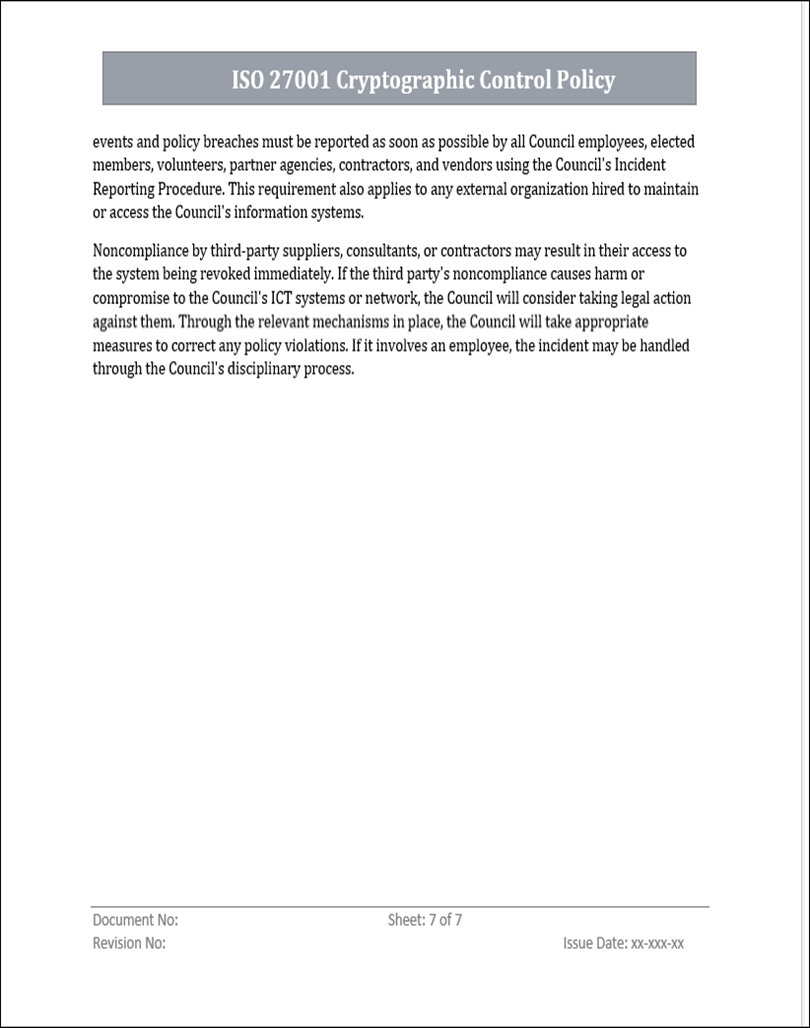 ISMS 27001 Cryptographic Control Policy