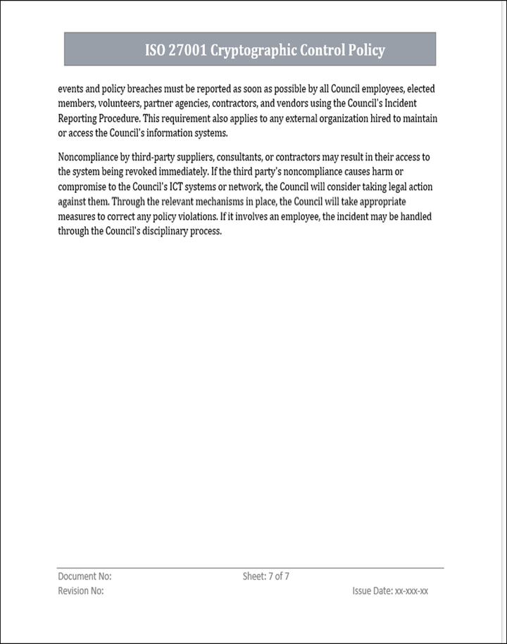 ISMS 27001 Cryptographic Control Policy