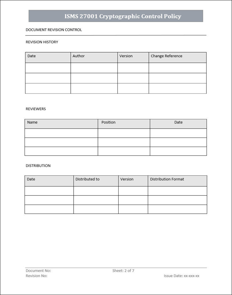ISMS 27001 Cryptographic Control Policy