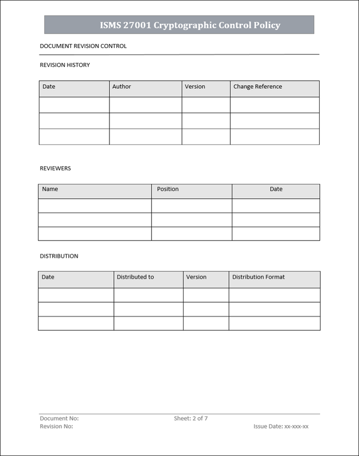 ISMS 27001 Cryptographic Control Policy