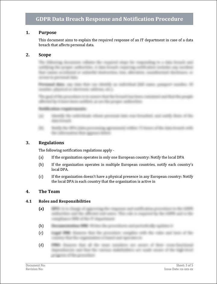 GDPR Data Breach Response and Notification Procedure Template