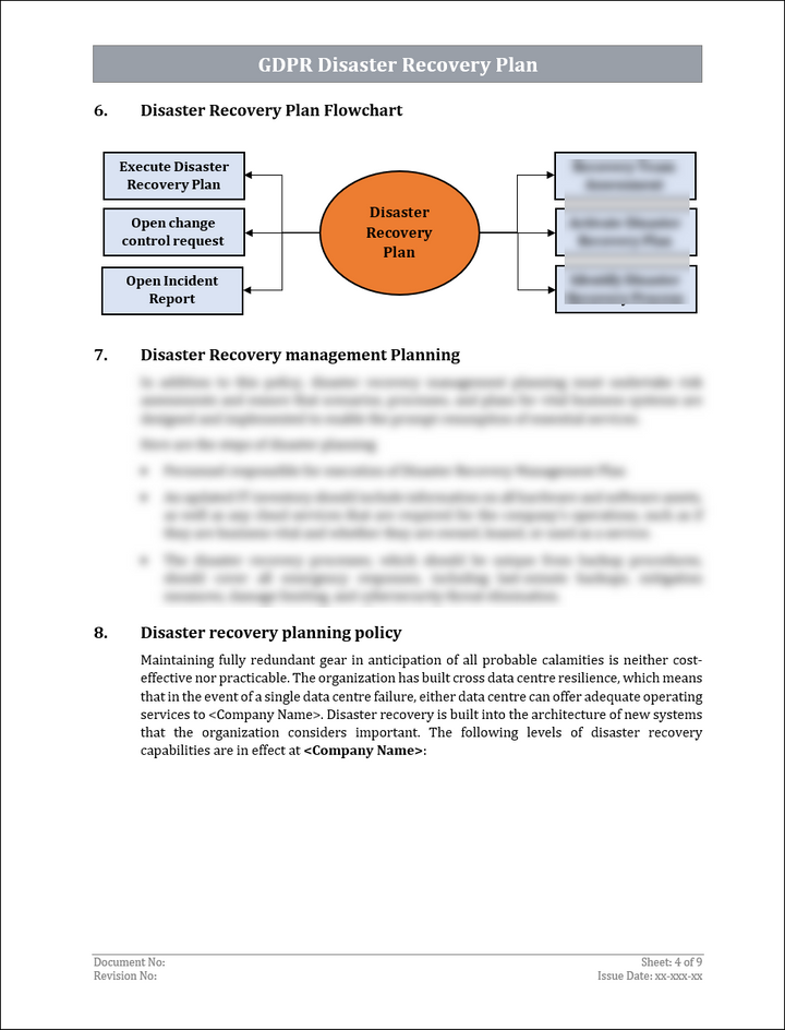 GDPR Disaster Recovery Plan Template