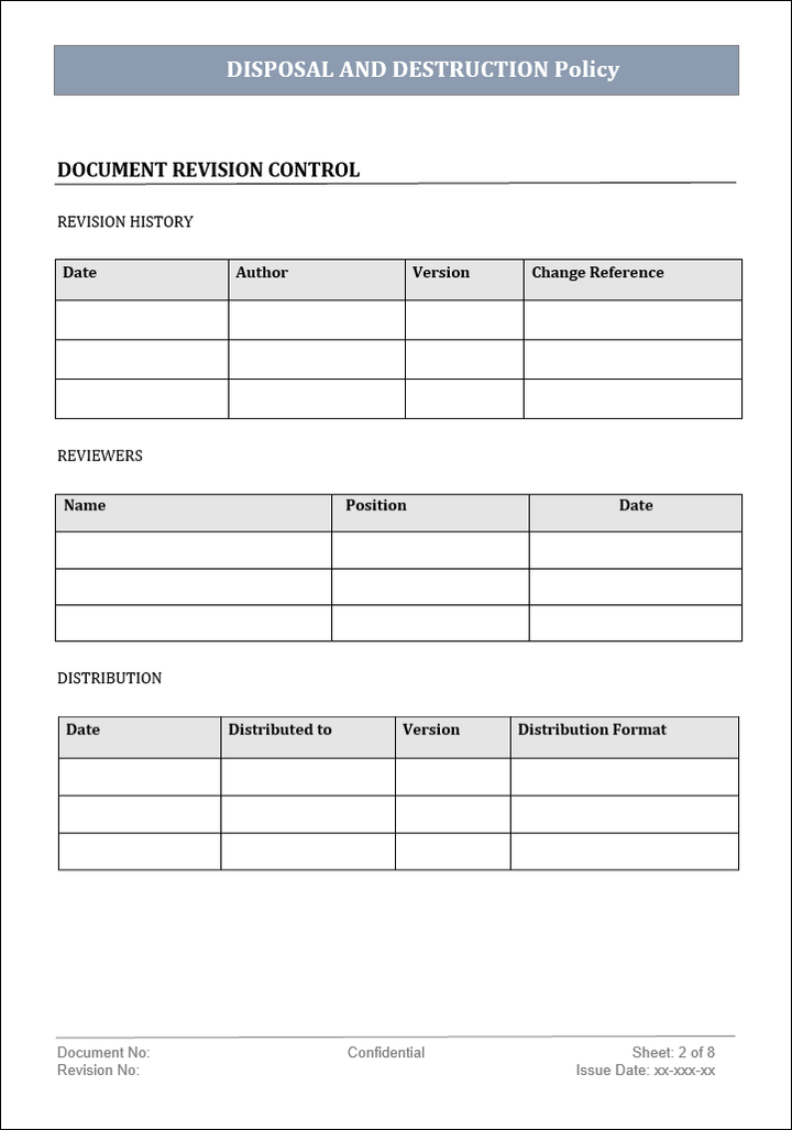 Disposal and destruction policy Template