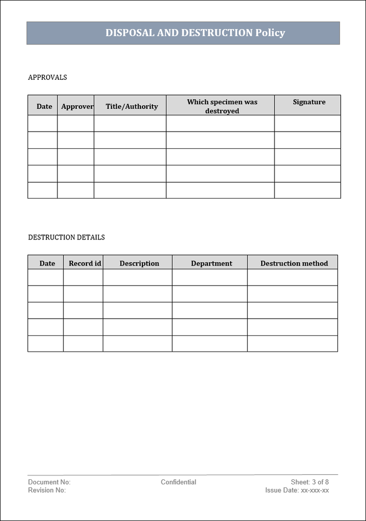 Disposal and destruction policy Word Template