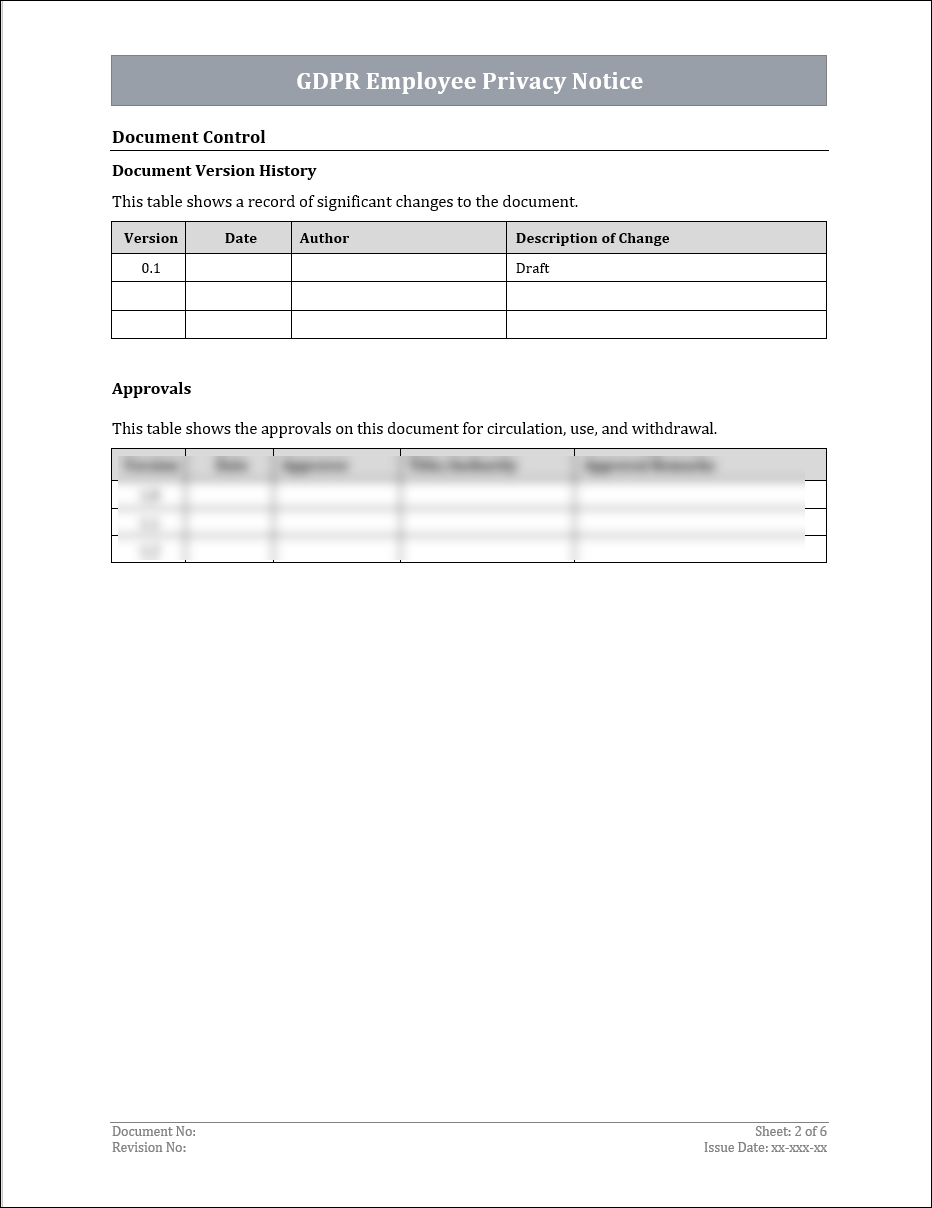 GDPR Employee Privacy Notice Template IT Governance Docs