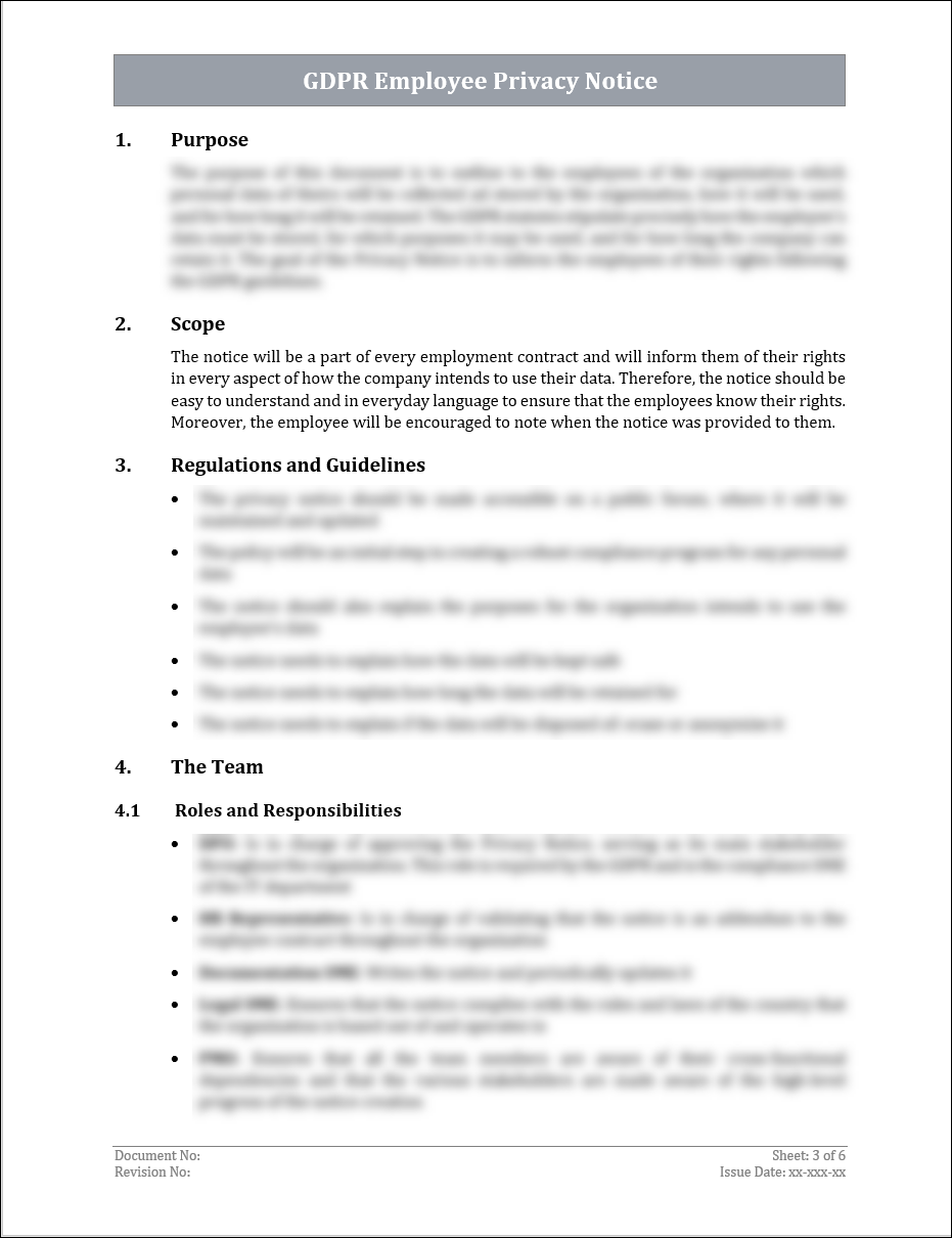GDPR Employee Privacy Notice Template