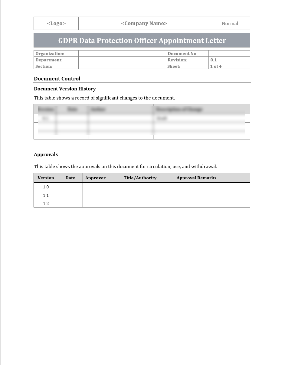 GDPR Data Protection Officer Appointment Letter Template