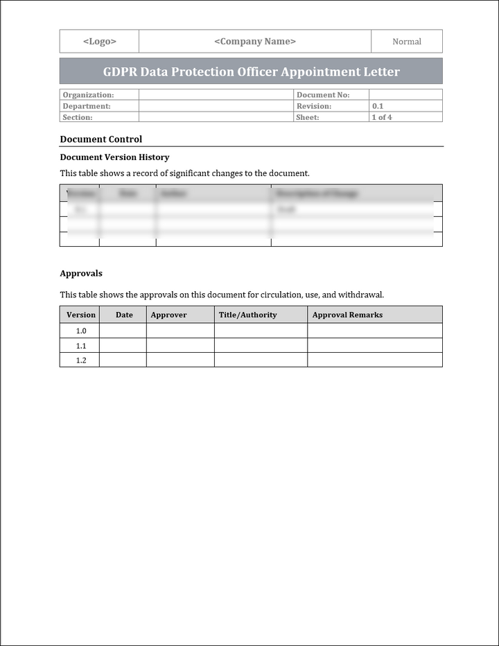 GDPR Data Protection Officer Appointment Letter Template