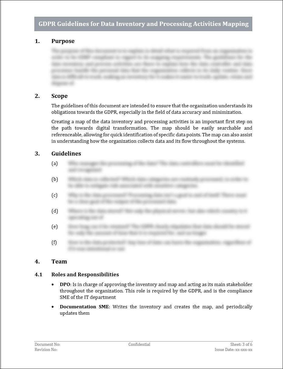 Data Guidelines GDPR Guidelines for Data Inventory and Processing Activities Mapping T ...