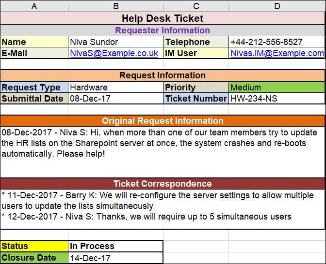 Helpdesk Ticket Template 