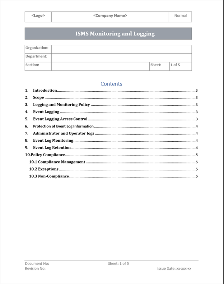 ISMS Monitoring and Logging