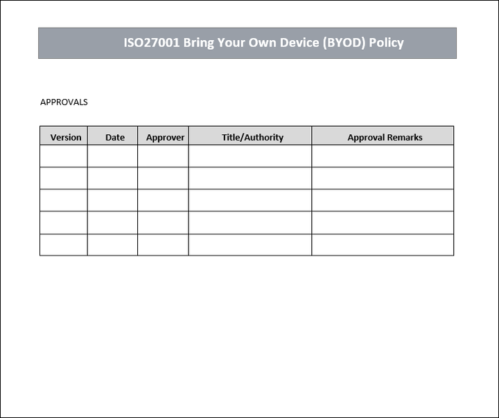 BYOD policy, Bring your own device policy