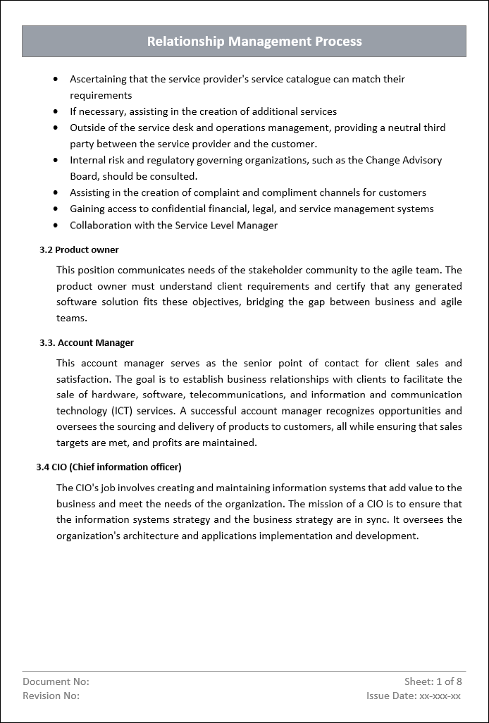 ITIL Relationship Management Process Template Word