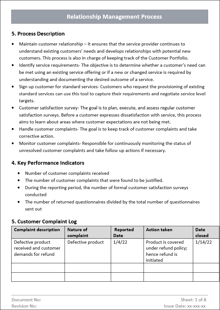 Relationship Management Process KPI