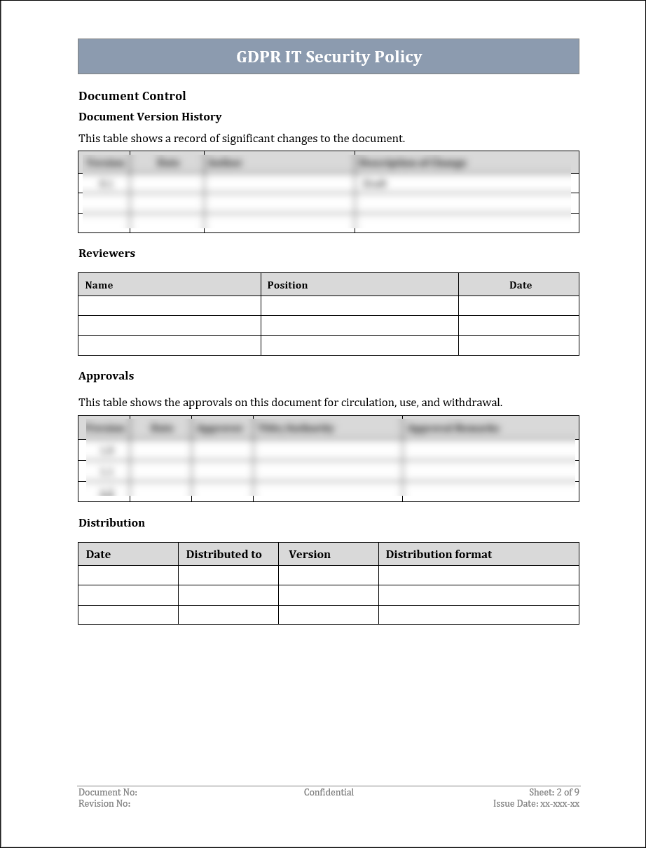 GDPR IT Security Policy Template