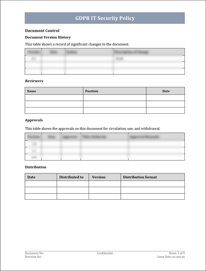 GDPR IT Security Policy Template