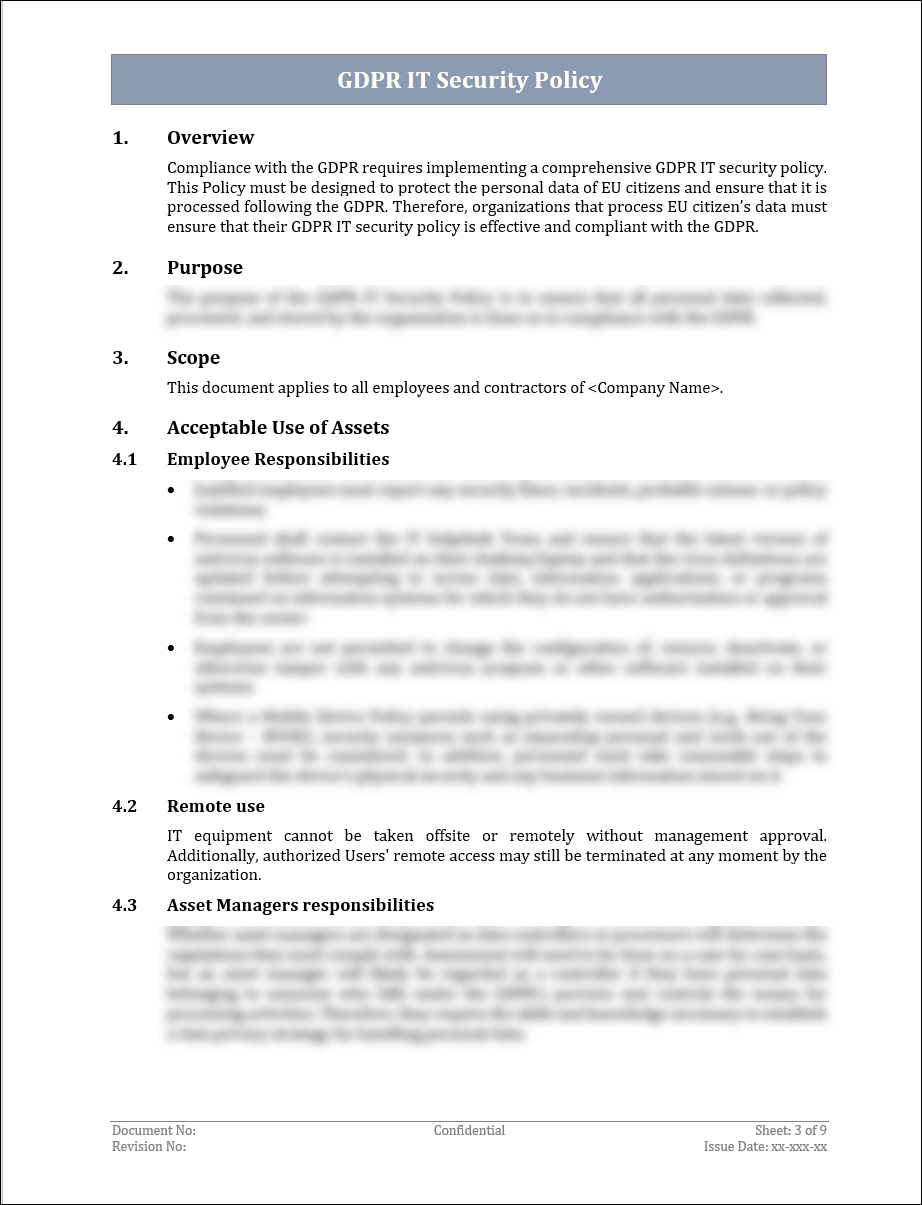 GDPR IT Security Policy Template