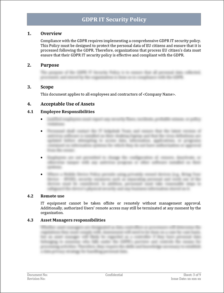 GDPR IT Security Policy Template