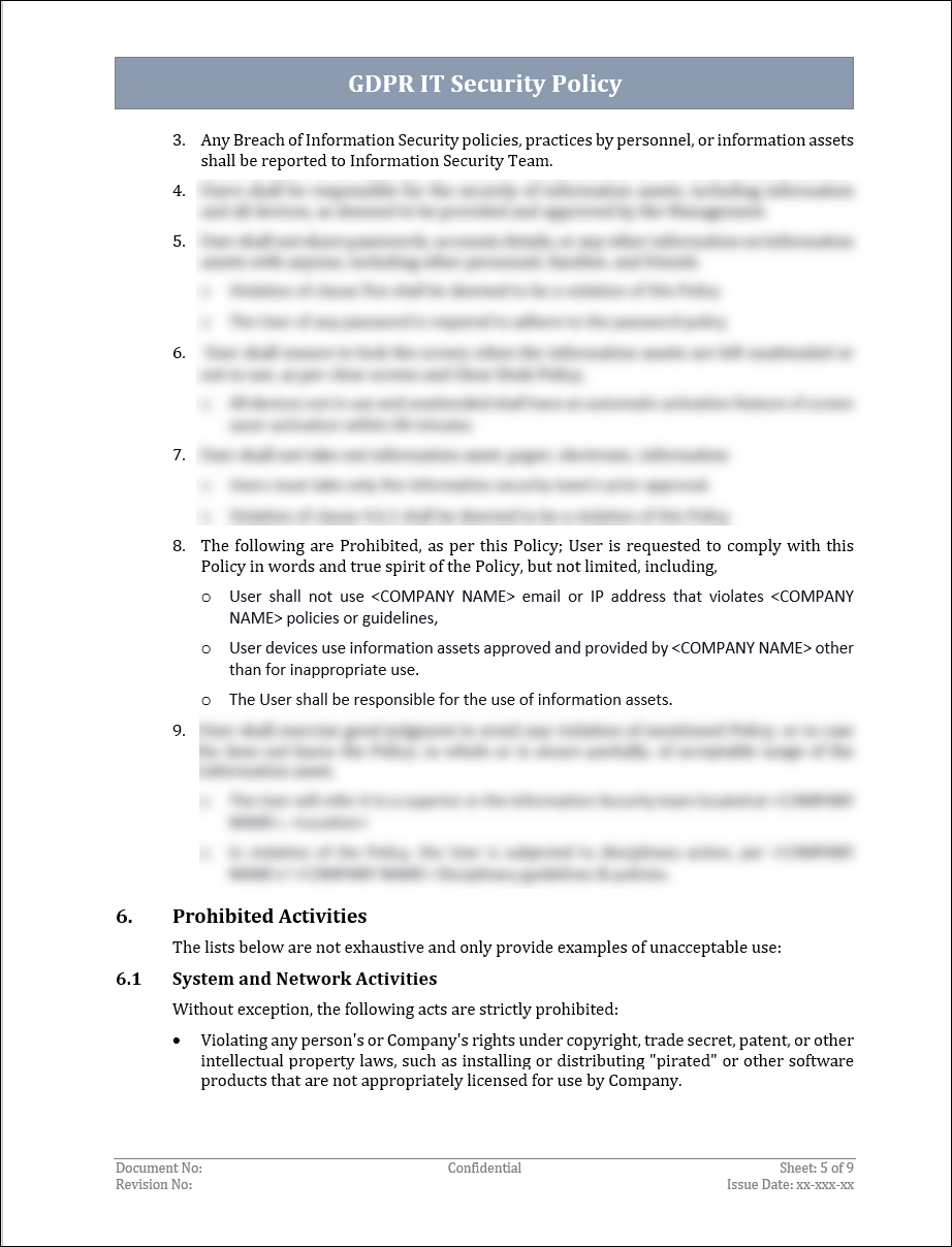 GDPR IT Security Policy Template